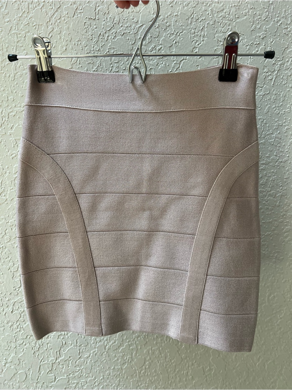 bebe Light Blush Bandage Mini Skirt